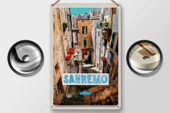 Panneau de voyage en étain, 20x30cm, Sanremo, italie, bâtiment de la vieille ville 2