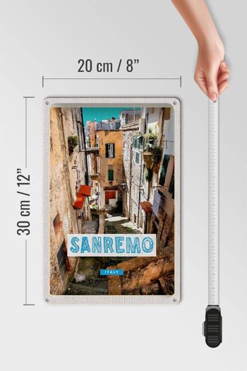 Panneau de voyage en étain, 20x30cm, Sanremo, italie, bâtiment de la vieille ville 4