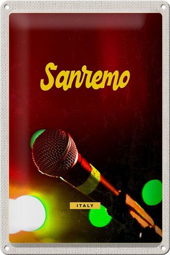 Signe en étain de voyage, 20x30cm, Sanremo, italie, spectacle de groupe musical 1