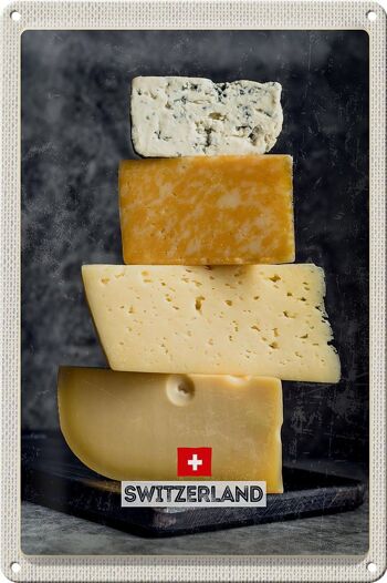 Plaque en tôle voyage 20x30cm Suisse Berne fromage type Emmentaler 1