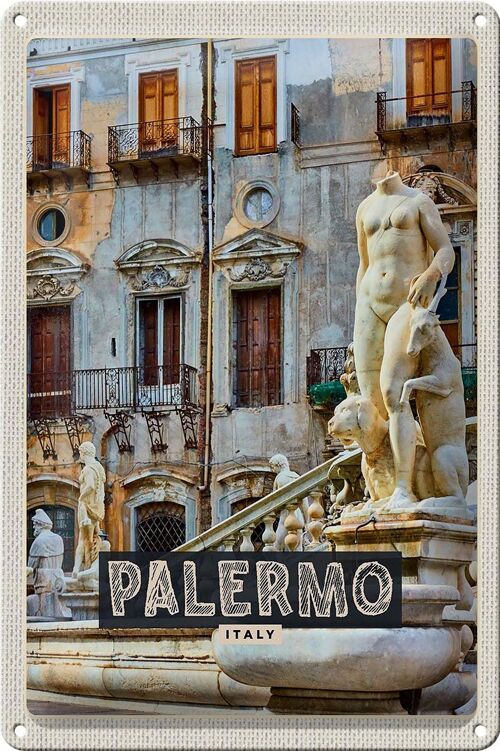 Blechschild Reise 20x30cm Palermo Italien Skulptur Altstadt