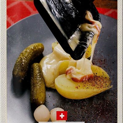 Cartel de chapa de viaje 20x30cm Suiza Raclette platos europeos