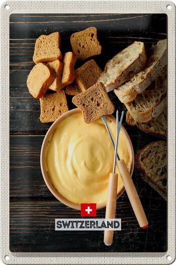 Plaque en tôle voyage 20x30cm Suisse Berne pain au fromage liquide 1