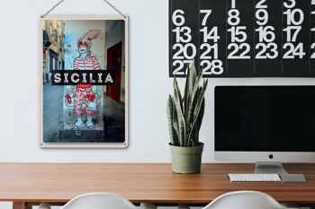 Plaque en tôle voyage 20x30cm spécialités de Sicile calamar 3