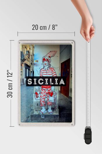 Plaque en tôle voyage 20x30cm spécialités de Sicile calamar 4