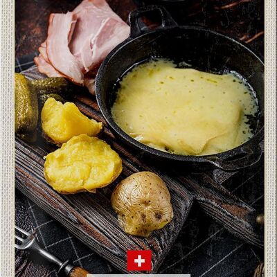 Blechschild Reise 20x30cm Schweiz Kartoffeln geschmolzener Käse