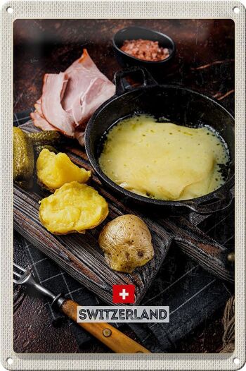 Plaque en tôle voyage 20x30cm Suisse pommes de terre fromage fondu 1