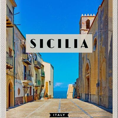 Panneau en étain voyage 20x30cm, destination de vacances Sicile Italie Europe
