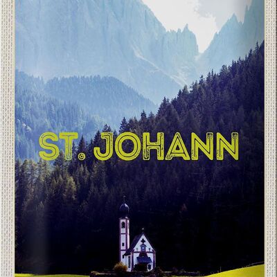 Plaque en étain voyage 20x30cm pcs. Église Johann in Tirol Autriche