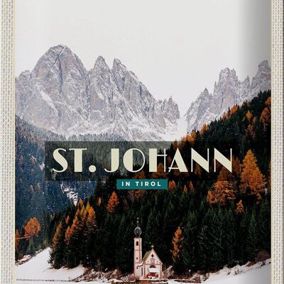 Plaque en étain voyage 20x30cm pcs. Johann in Tirol neige forêt hiver