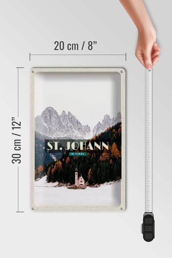 Plaque en étain voyage 20x30cm pcs. Johann in Tirol neige forêt hiver 4