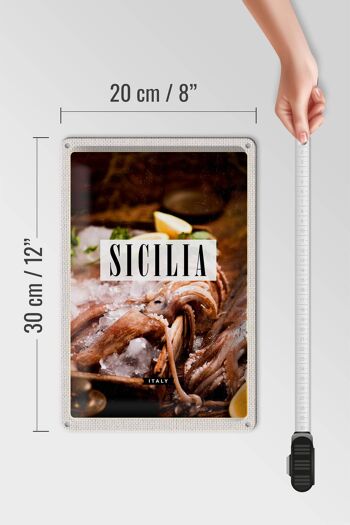 Plaque en étain voyage 20x30cm Sicile Italie plats calamar 4