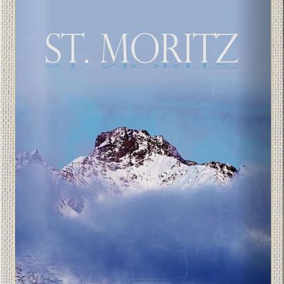 Targa in metallo da viaggio 20x30 cm pz. Moritz vista sulla vetta della montagna