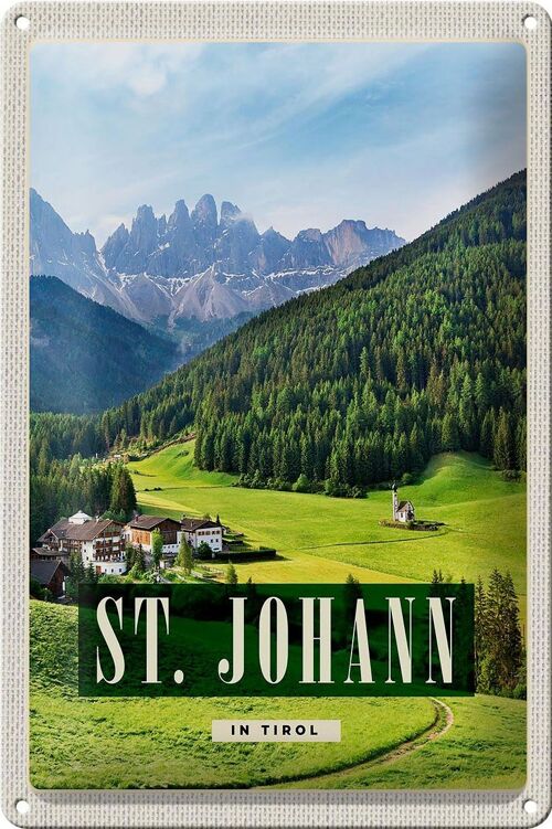 Blechschild Reise 20x30cm St. Johann in Tirol Sommer Berg Reise