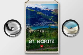 Plaque en étain voyage 20x30cm pcs. Moritz Suisse vue panoramique sur les montagnes du lac 2