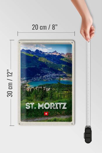 Plaque en étain voyage 20x30cm pcs. Moritz Suisse vue panoramique sur les montagnes du lac 4