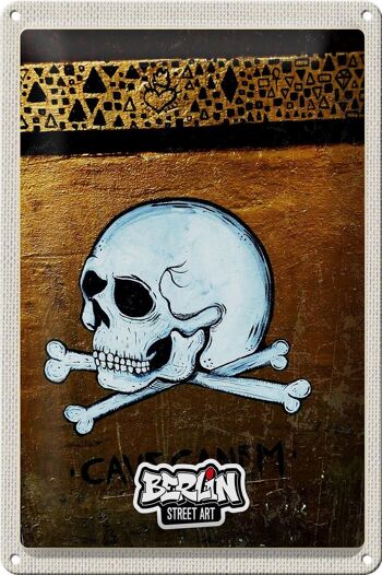 Panneau en étain voyage 20x30cm, Berlin Graffiti Skull Street Art 1