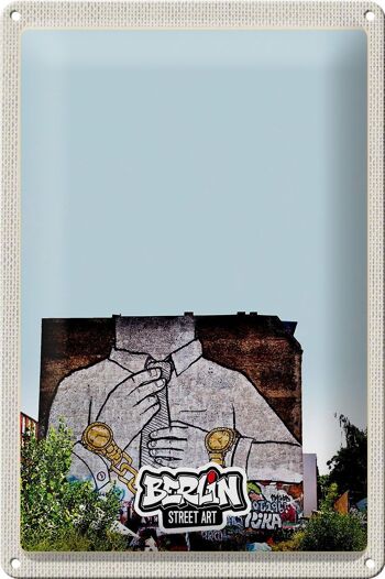 Panneau en étain voyage 20x30cm Berlin Kreuzberg Graffiti homme d'affaires 1