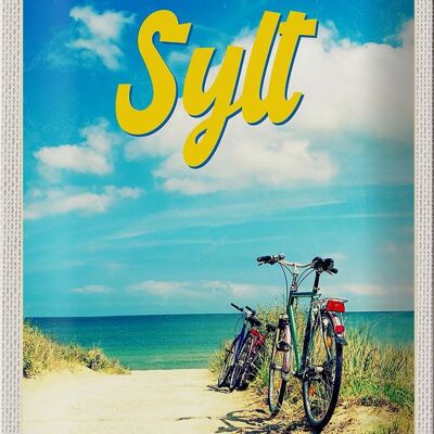 Targa in metallo da viaggio 20x30 cm Sylt Beach Sea Sand Summer Bicycle