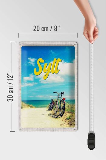 Signe en étain voyage 20x30cm, plage de Sylt, sable de mer, vélo d'été 4