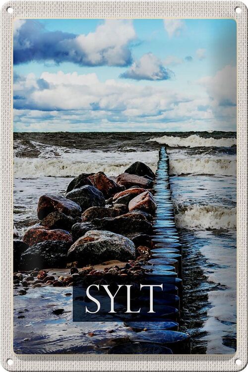 Blechschild Reise 20x30cm Sylt Insel Strand Meer Ebbe und Flut