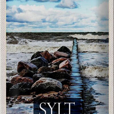 Cartel de chapa viaje 20x30cm Sylt isla playa mar flujo y reflujo