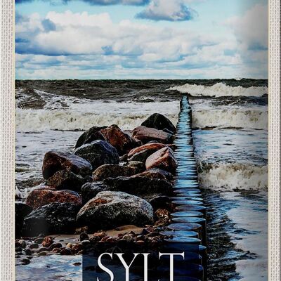 Blechschild Reise 20x30cm Sylt Insel Strand Meer Ebbe und Flut