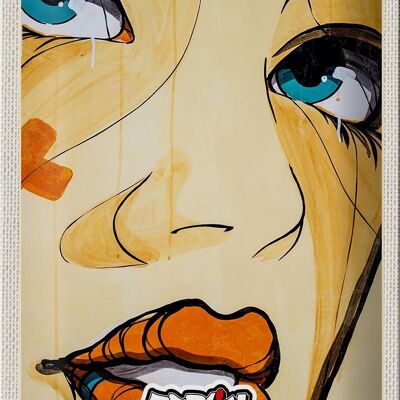 Blechschild Reise 20x30cm Berlin Street art weinenende Frau