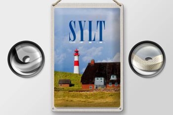 Plaque en tôle voyage 20x30cm Sylt maisons toit en mousse phare 2