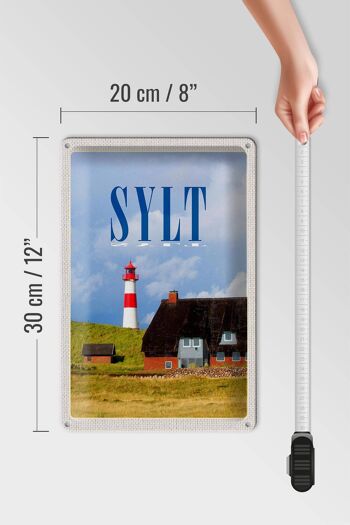 Plaque en tôle voyage 20x30cm Sylt maisons toit en mousse phare 4