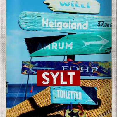 Panneau en étain voyage 20x30cm Île de Sylt Allemagne Helgoland