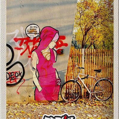 Cartel de chapa de viaje, 20x30cm, arte callejero de Berlín, pintura artística, rosa