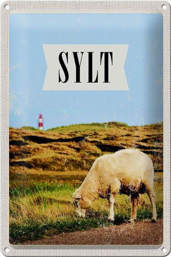 Panneau en étain voyage 20x30cm Sylt ville destination de vacances prairie vacances 1