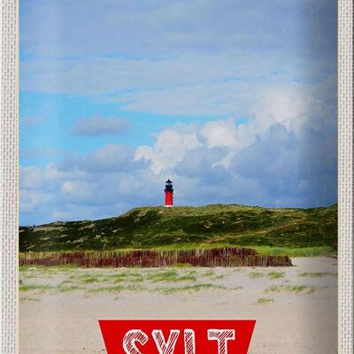 Signe en étain voyage 20x30cm, île de Sylt, phare allemand M