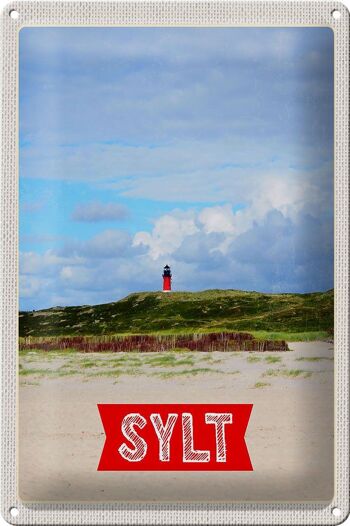 Signe en étain voyage 20x30cm, île de Sylt, phare allemand M 1
