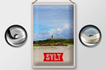 Signe en étain voyage 20x30cm, île de Sylt, phare allemand M 2