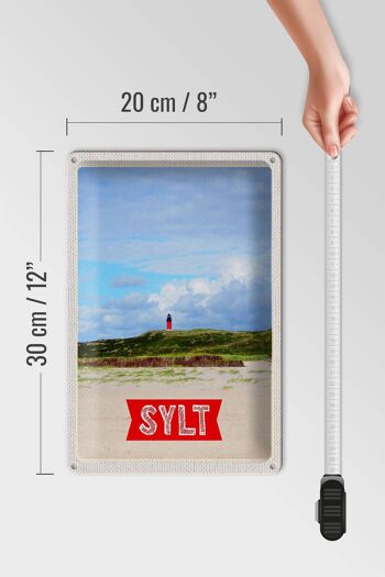 Signe en étain voyage 20x30cm, île de Sylt, phare allemand M 4