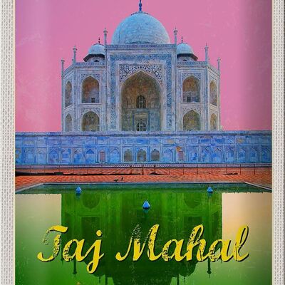 Targa in metallo da viaggio 20x30 cm India Asia Taj Mahal Agra Yamuna