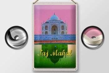 Signe en étain voyage 20x30cm inde asie Taj Mahal Agra Yamuna 2
