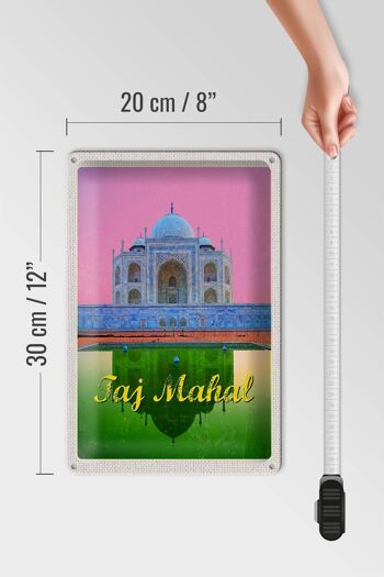 Signe en étain voyage 20x30cm inde asie Taj Mahal Agra Yamuna 4