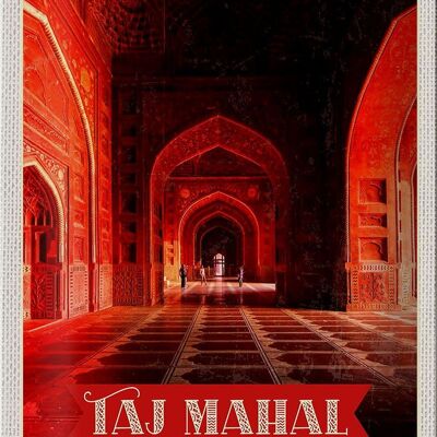 Targa in metallo da viaggio 20x30 cm India Taj Mahal all'interno del corridoio