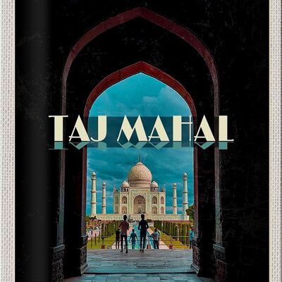 Cartel de chapa de viaje, 20x30cm, India, Taj Mahal, gente musulmana