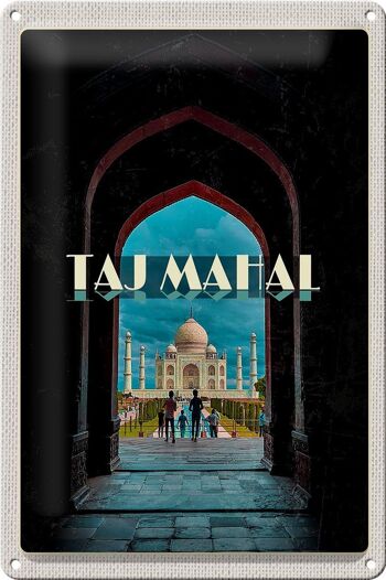 Signe en étain voyage 20x30cm, inde, Taj Mahal, personnes musulmanes 1