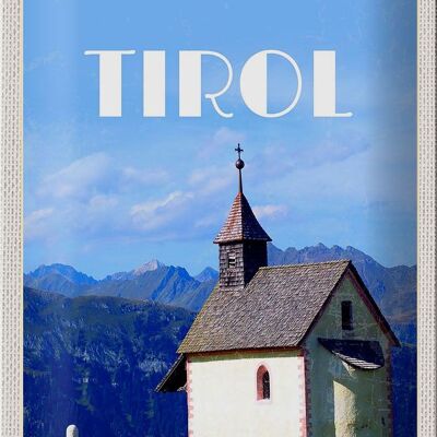 Blechschild Reise 20x30cm Tirol Kirche auf den Berg Natur Wald