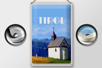 Panneau en étain voyage 20x30cm, église du Tyrol sur la forêt naturelle de montagne 2