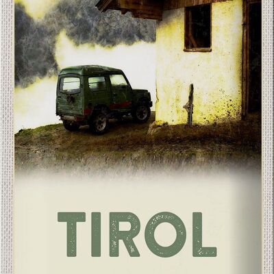 Plaque en tôle voyage 20x30cm maison du Tyrol sur la voiture de montagne