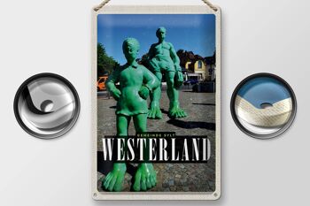 Signe en étain voyage 20x30cm, Sculpture Westerland géant de voyage 2
