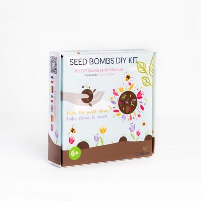 Cultivea - Kit Prêt à Pousser DIY Bombes de graines - Semis de fleurs à planter pour abeilles - Graines 100% biologiques - Jardinage