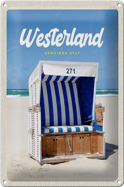 Blechschild Reise 20x30cm Westerland Sylt Schleswig-Holstein