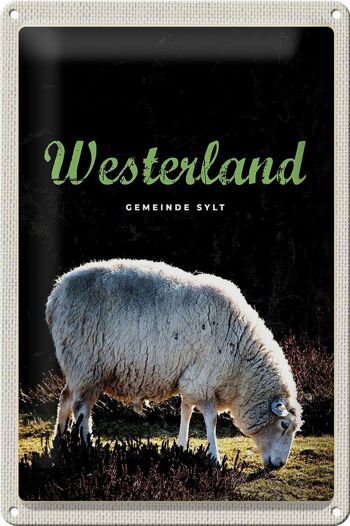 Plaque en tôle voyage 20x30cm Westerland nature animaux mouton prairie 1